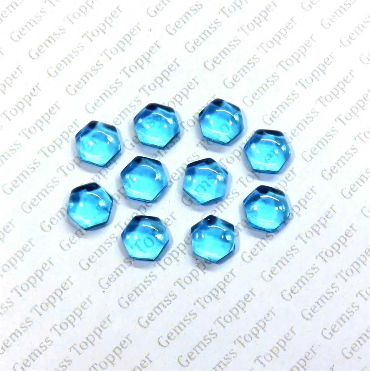 Swiss Blue Topaz 6x6 mm Hexagon Cabochon